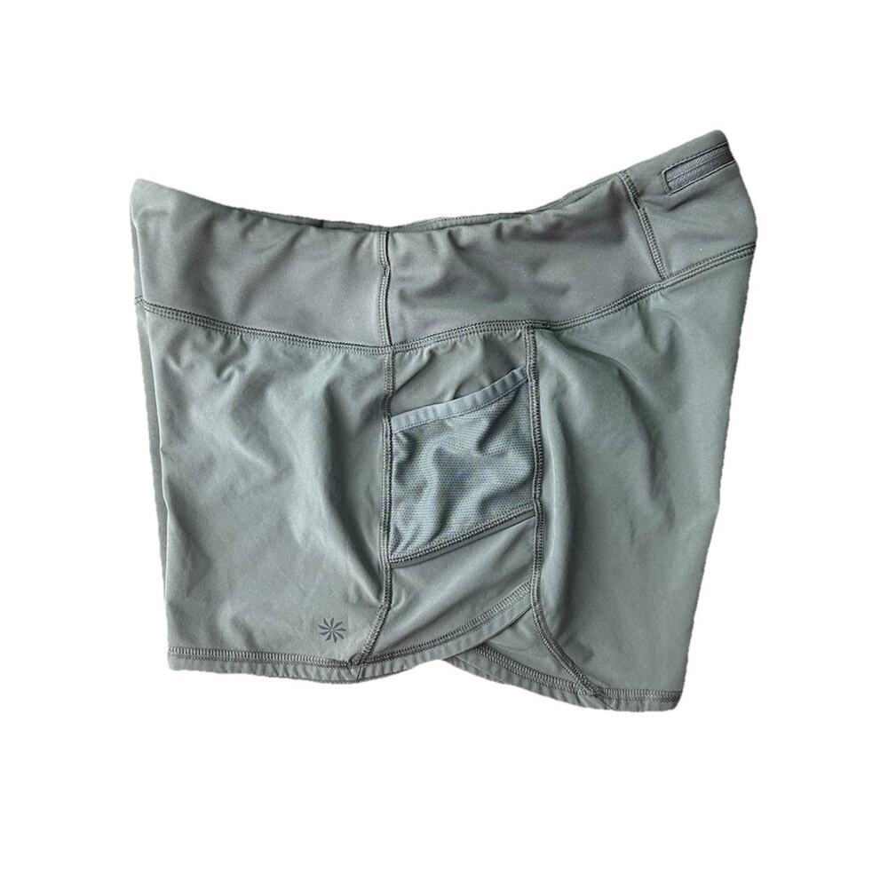 Athleta Women’s Ready Set Go Gray Running Shorts Size M Zippered Pocket - Picture 3 of 8